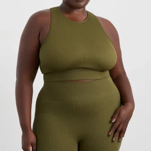 Online Aje ATHLETICA Seamless Crop Tank 148 Deep Khaki