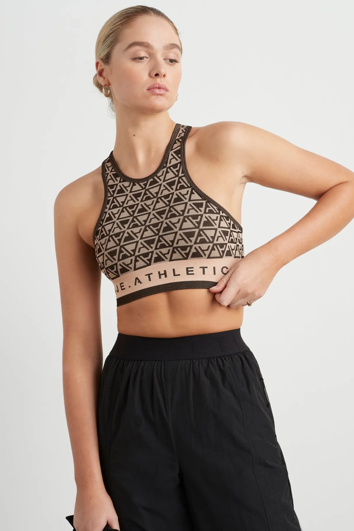 seamless_crop_top__0-1.webp Clearance Aje ATHLETICA Seamless Crop Top 331 Geo Print/Beige
