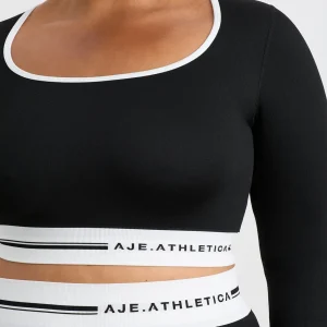 Discount Aje ATHLETICA Seamless Long Sleeve Crop 356 Black