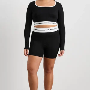 Discount Aje ATHLETICA Seamless Long Sleeve Crop 356 Black