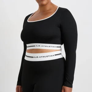 Discount Aje ATHLETICA Seamless Long Sleeve Crop 356 Black