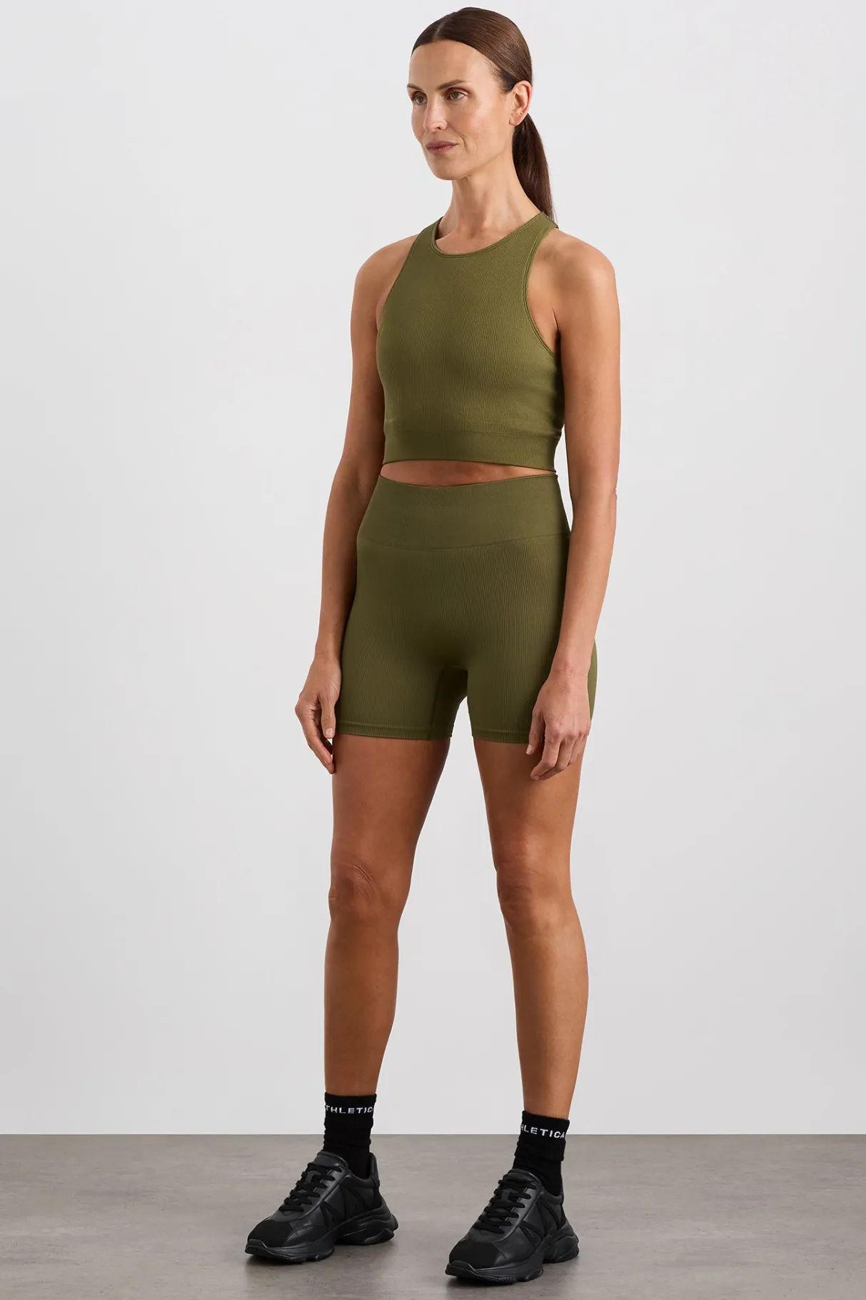seamless_rib_short__0.webp Clearance Aje ATHLETICA Seamless Rib Short 624 Deep Khaki