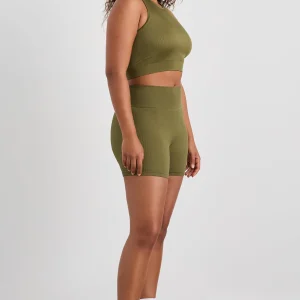 Clearance Aje ATHLETICA Seamless Rib Short 624 Deep Khaki