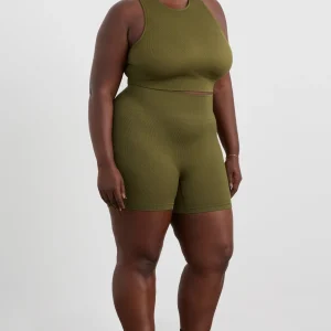 Clearance Aje ATHLETICA Seamless Rib Short 624 Deep Khaki