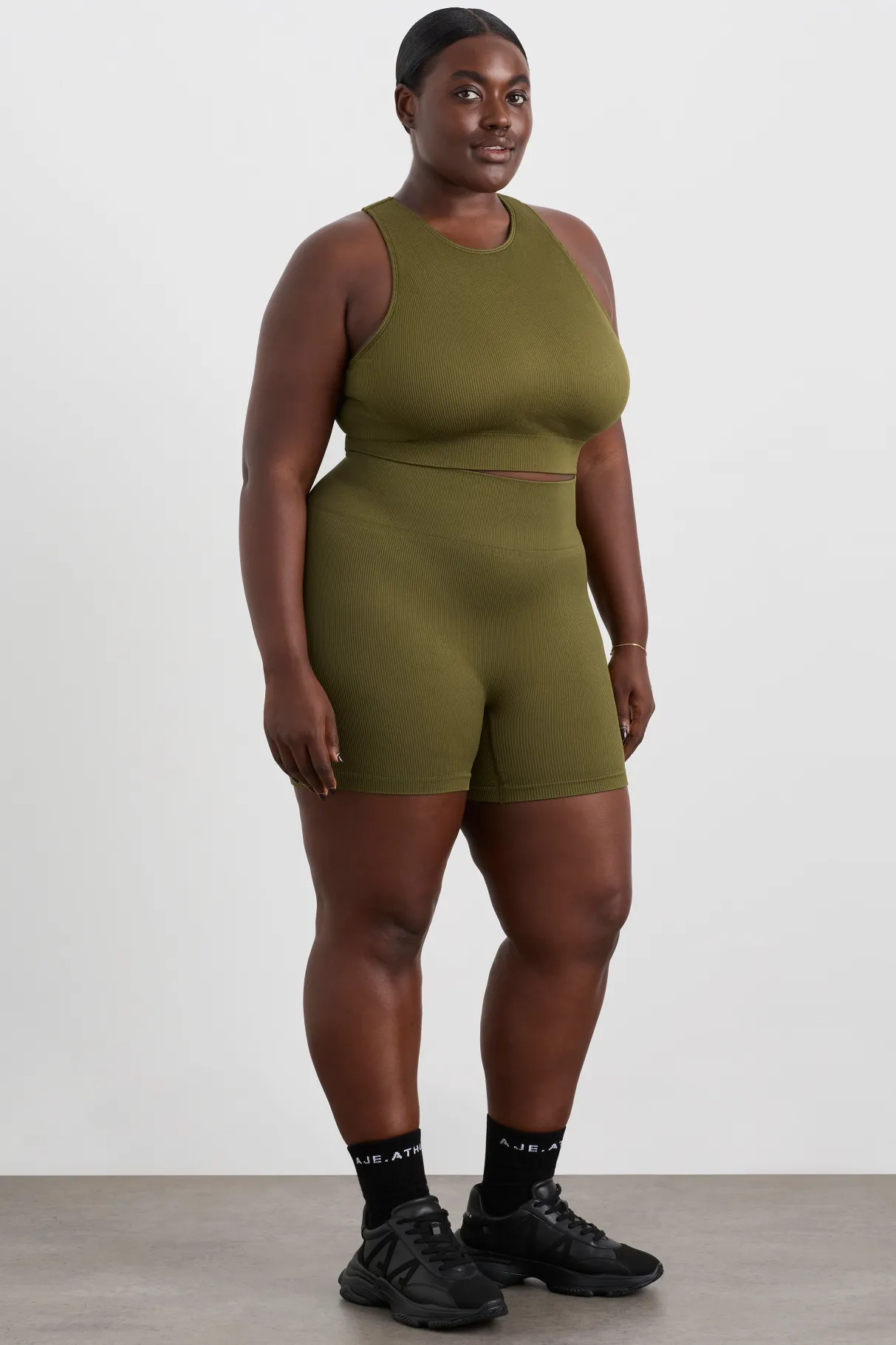 seamless_rib_short__9.webp Clearance Aje ATHLETICA Seamless Rib Short 624 Deep Khaki