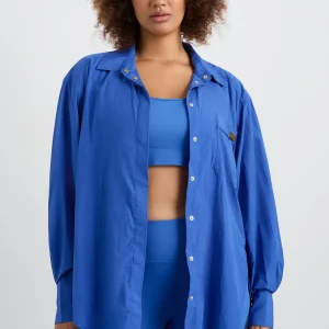 New Aje ATHLETICA Side Split Windbreaker Shirt 406 Cobalt Blue