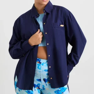 Store Aje ATHLETICA Side Split Windbreaker Shirt 406 Navy