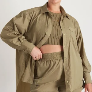 Cheap Aje ATHLETICA Side Split Windbreaker Shirt 406 Soft Khaki