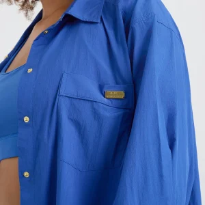 New Aje ATHLETICA Side Split Windbreaker Shirt 406 Cobalt Blue