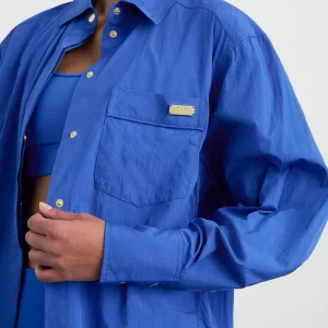 New Aje ATHLETICA Side Split Windbreaker Shirt 406 Cobalt Blue