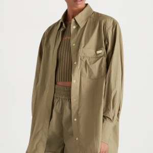 Cheap Aje ATHLETICA Side Split Windbreaker Shirt 406 Soft Khaki