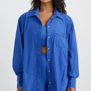 New Aje ATHLETICA Side Split Windbreaker Shirt 406 Cobalt Blue