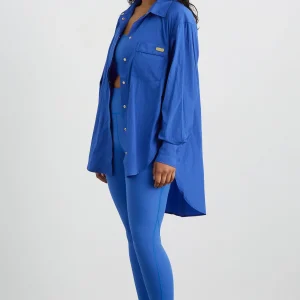 New Aje ATHLETICA Side Split Windbreaker Shirt 406 Cobalt Blue