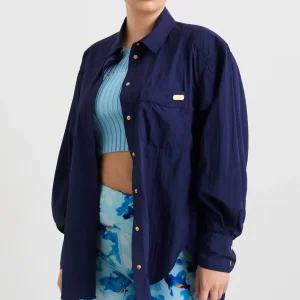 Store Aje ATHLETICA Side Split Windbreaker Shirt 406 Navy