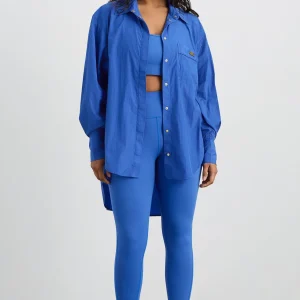 New Aje ATHLETICA Side Split Windbreaker Shirt 406 Cobalt Blue