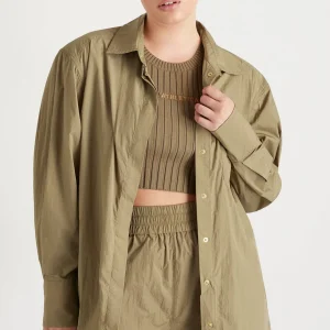 Cheap Aje ATHLETICA Side Split Windbreaker Shirt 406 Soft Khaki