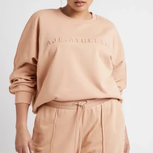Sale Aje ATHLETICA Signature Embossed Logo Crew Jumper 401 Sand
