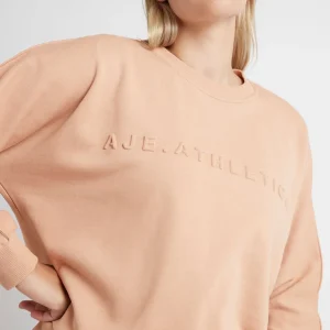 Sale Aje ATHLETICA Signature Embossed Logo Crew Jumper 401 Sand
