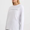 Shop Aje ATHLETICA Signature Logo Long Sleeve T-Shirt 127 White/Herringbone