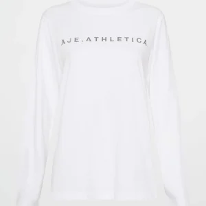 Shop Aje ATHLETICA Signature Logo Long Sleeve T-Shirt 127 White/Herringbone