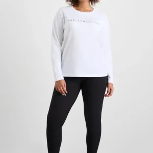Shop Aje ATHLETICA Signature Logo Long Sleeve T-Shirt 127 White/Herringbone