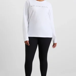 Shop Aje ATHLETICA Signature Logo Long Sleeve T-Shirt 127 White/Herringbone
