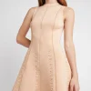 New Aje ATHLETICA Signature Logo Spacer Knit Mini Dress 802 Sand