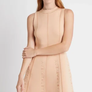 New Aje ATHLETICA Signature Logo Spacer Knit Mini Dress 802 Sand