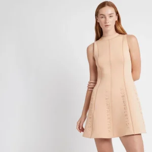 New Aje ATHLETICA Signature Logo Spacer Knit Mini Dress 802 Sand