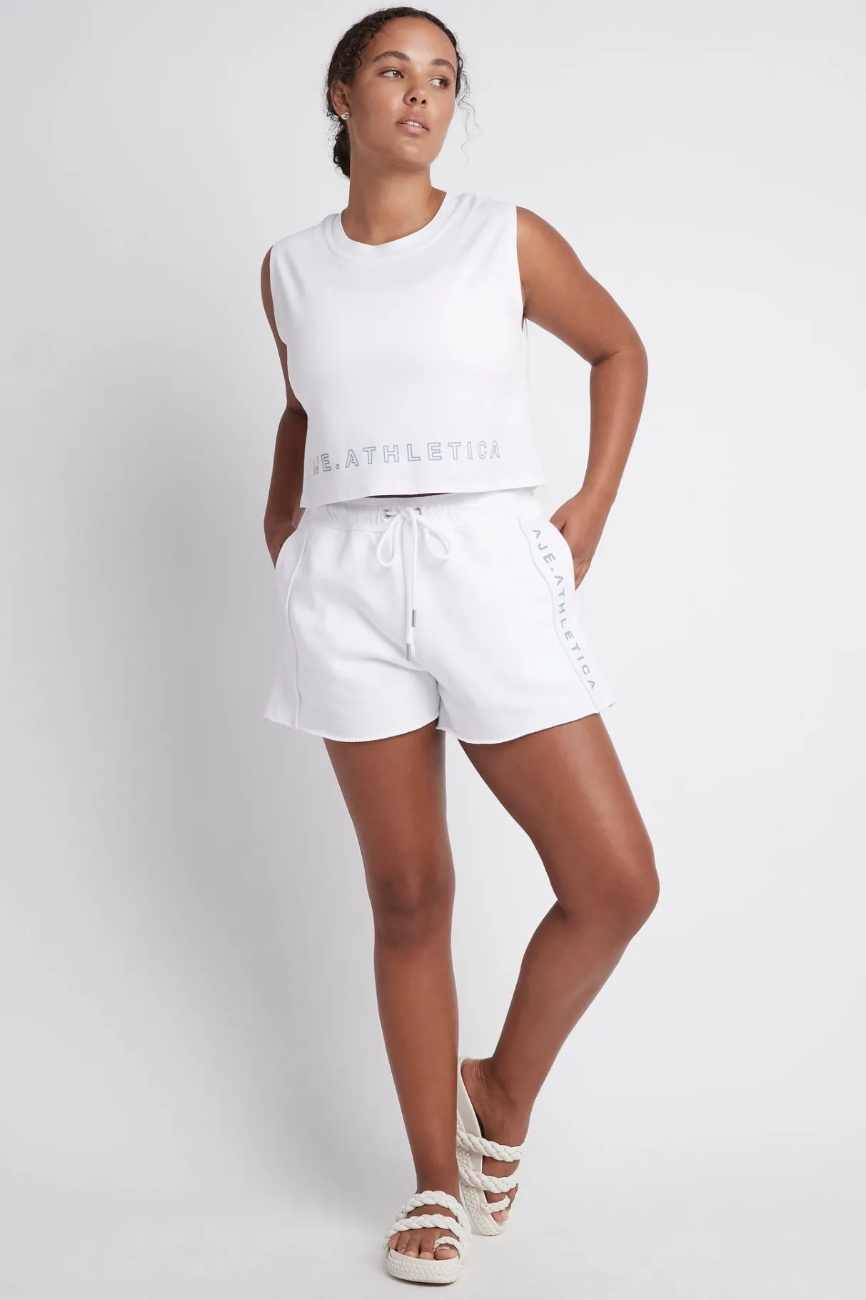 signature_logo_sweat_shorts__10.webp Clearance Aje ATHLETICA Signature Logo Sweat Shorts 603 White/Storm Blue