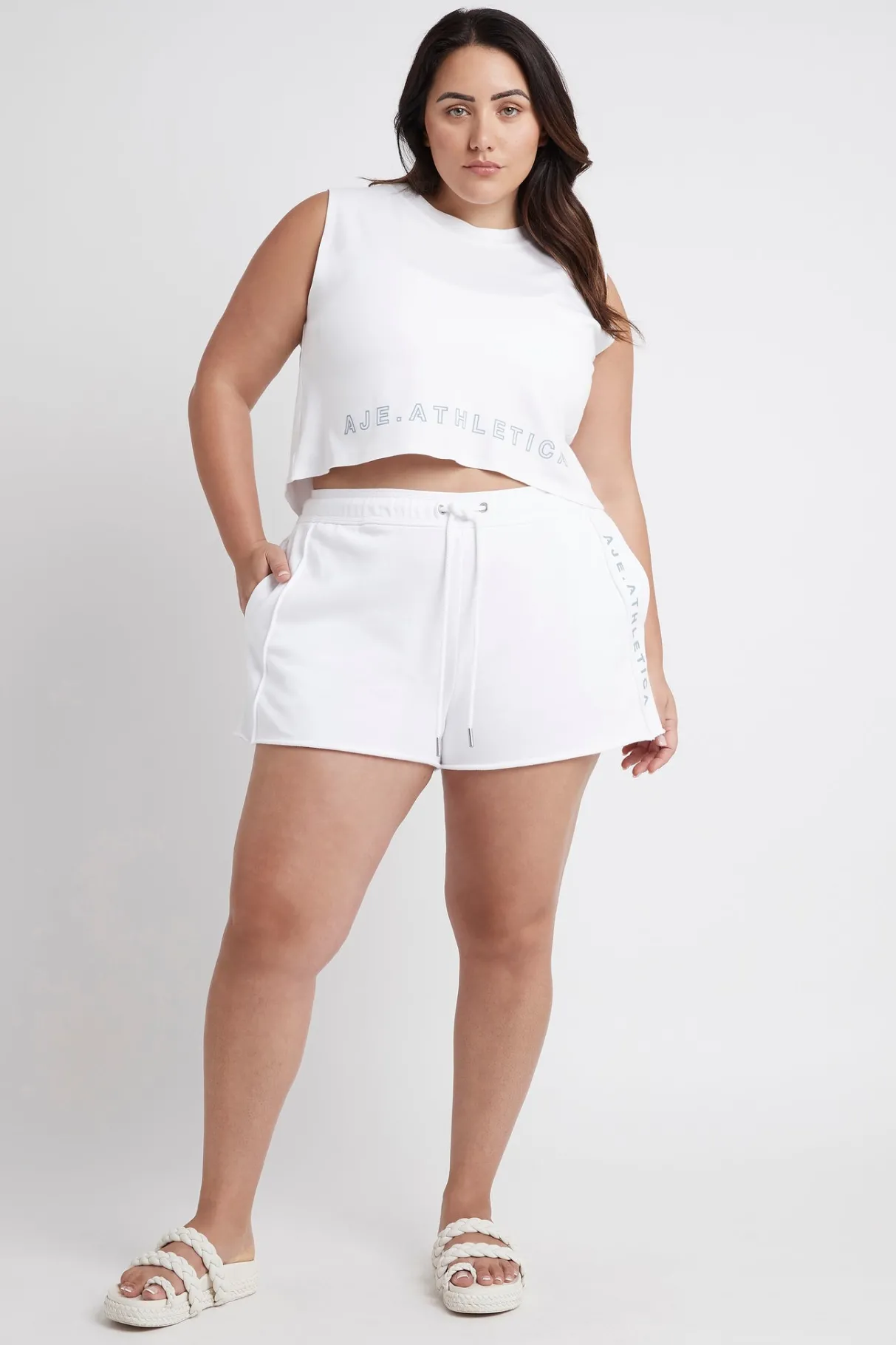 signature_logo_sweat_shorts__15.webp Clearance Aje ATHLETICA Signature Logo Sweat Shorts 603 White/Storm Blue