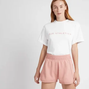 Discount Aje ATHLETICA Signature Logo T-Shirt 102 White/Sunset Pink
