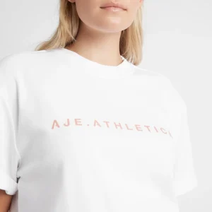 Discount Aje ATHLETICA Signature Logo T-Shirt 102 White/Sunset Pink