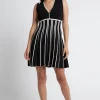 Sale Aje ATHLETICA Sleeveless Pleated Knit Mini Dress 801 Black/White