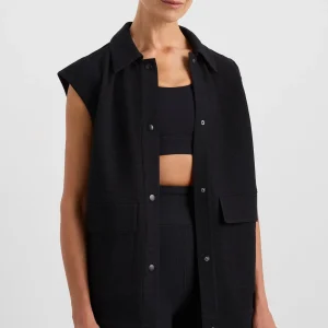 Online Aje ATHLETICA Sleeveless Waffle Jacket 785 Black