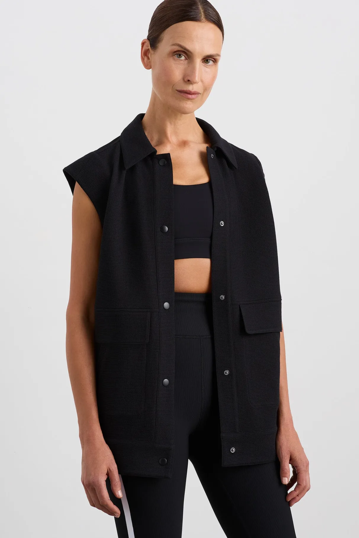 sleeveless_waffle_jacket__2.webp Online Aje ATHLETICA Sleeveless Waffle Jacket 785 Black