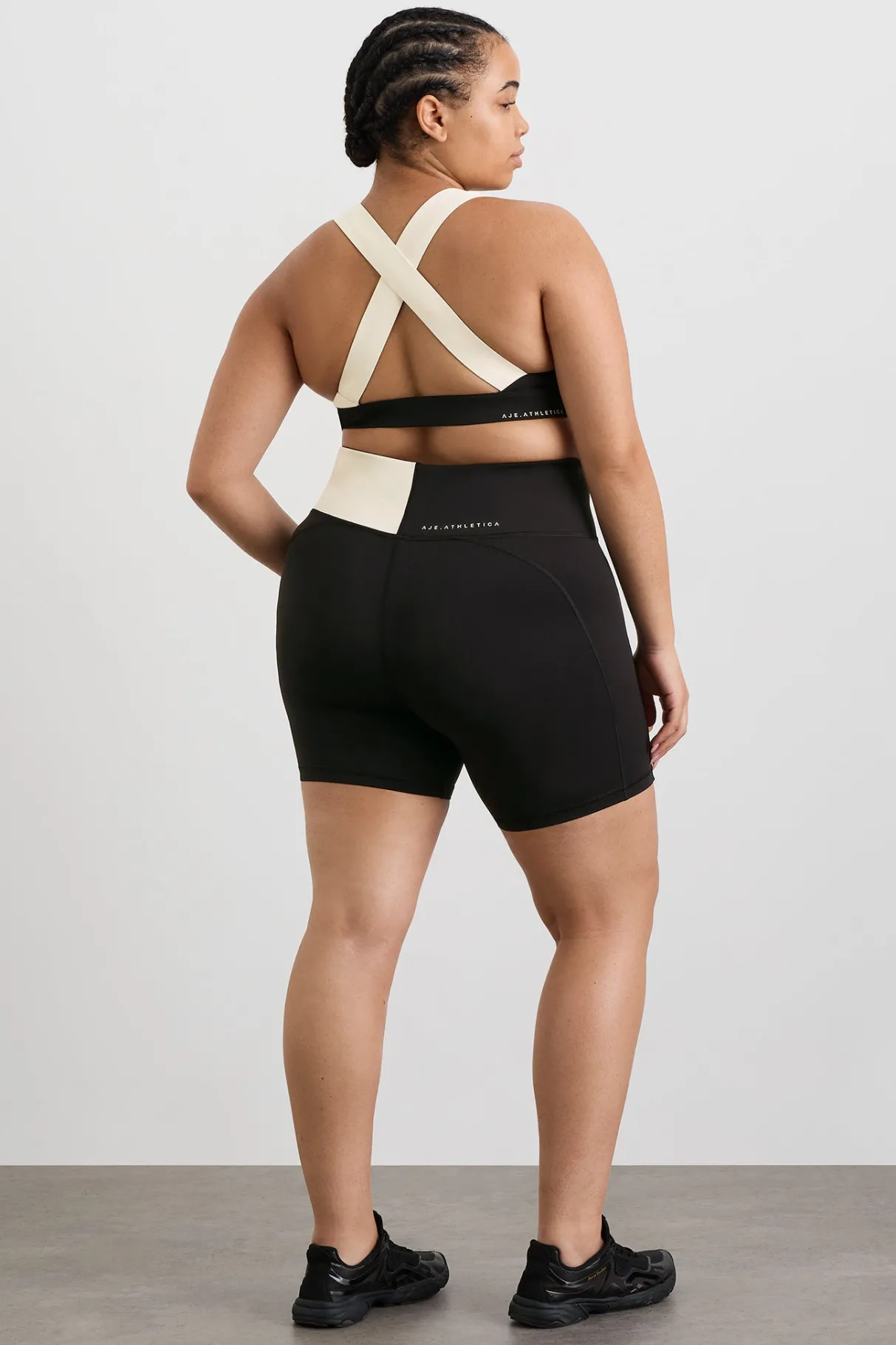 spliced_bike_short__15.webp Discount Aje ATHLETICA Spliced Bike Short 633 Black Limestone Beige