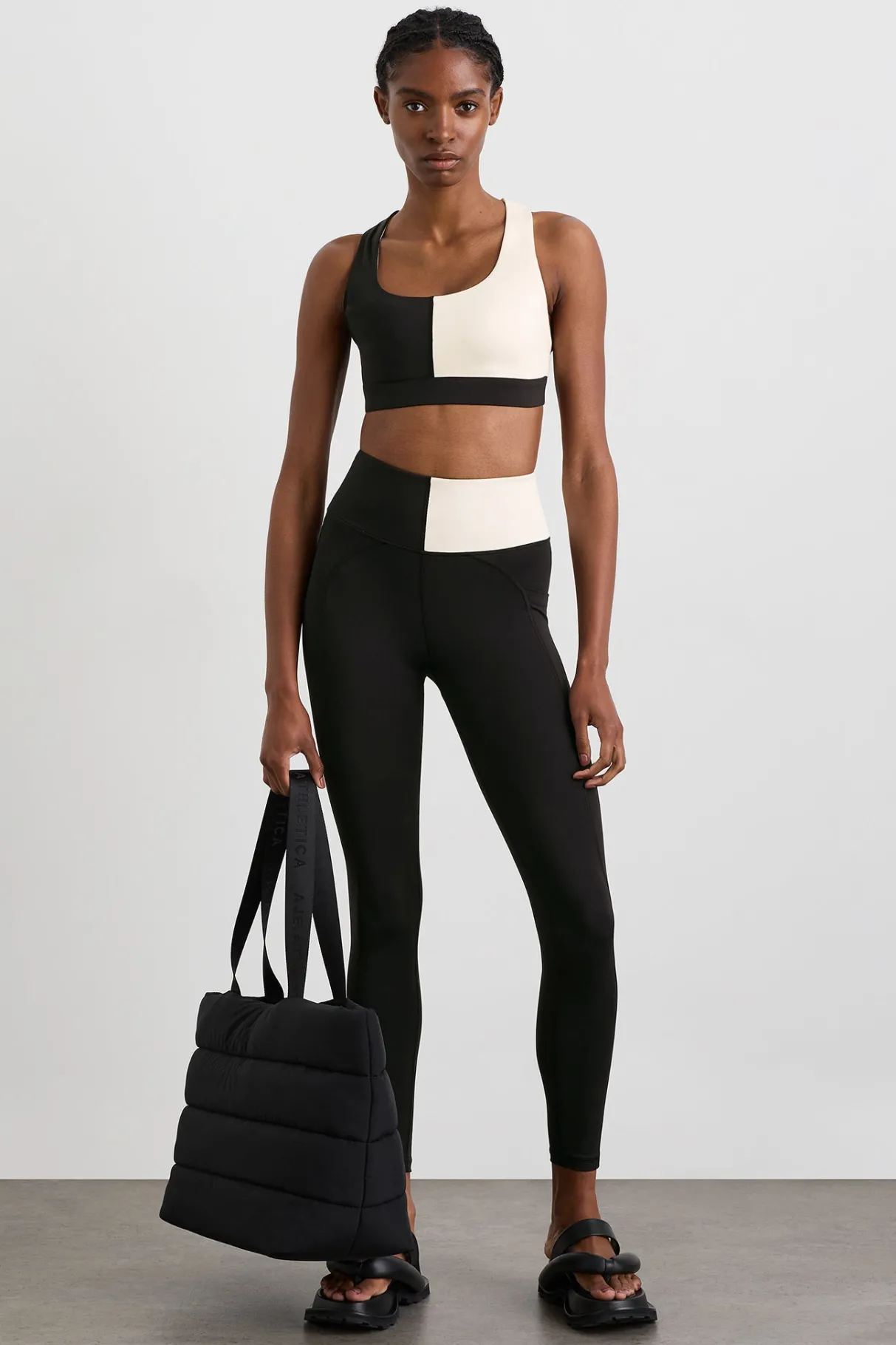 spliced_legging__0.webp Clearance Aje ATHLETICA Spliced Legging 237 Black Limestone Beige