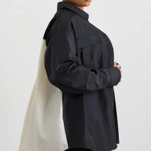 Hot Aje ATHLETICA Spliced Spray Shirt 427 Black Limestone Beige