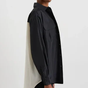 Hot Aje ATHLETICA Spliced Spray Shirt 427 Black Limestone Beige