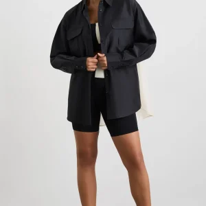 Hot Aje ATHLETICA Spliced Spray Shirt 427 Black Limestone Beige