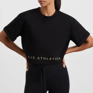Online Aje ATHLETICA Split Back Crop Tee 114 Black/Multi