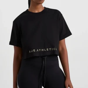 Online Aje ATHLETICA Split Back Crop Tee 114 Black/Multi
