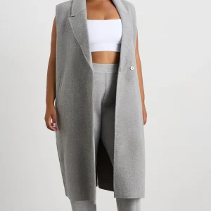 Clearance Aje ATHLETICA Split Back Sleeveless Coat 760 Grey Marle