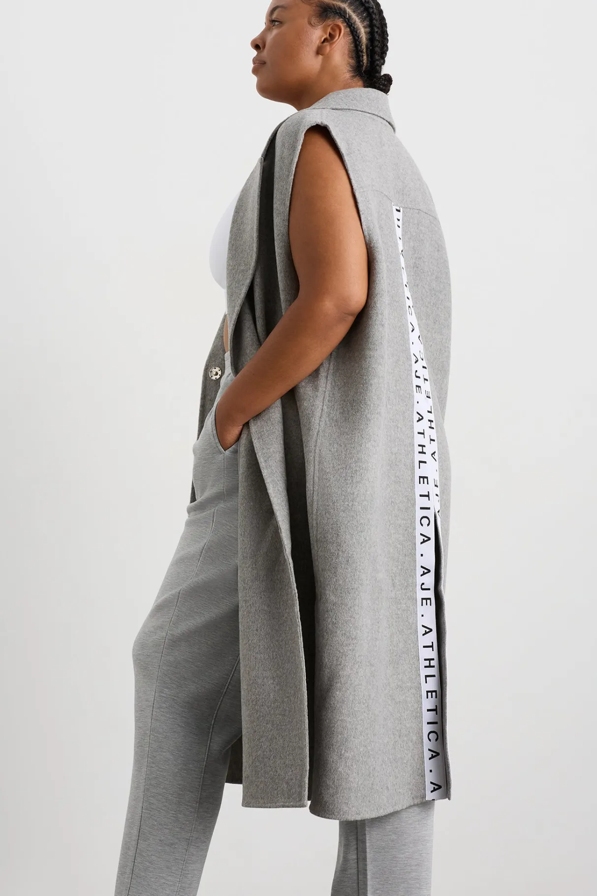 split_back_sleeveless_coat__13.webp Clearance Aje ATHLETICA Split Back Sleeveless Coat 760 Grey Marle