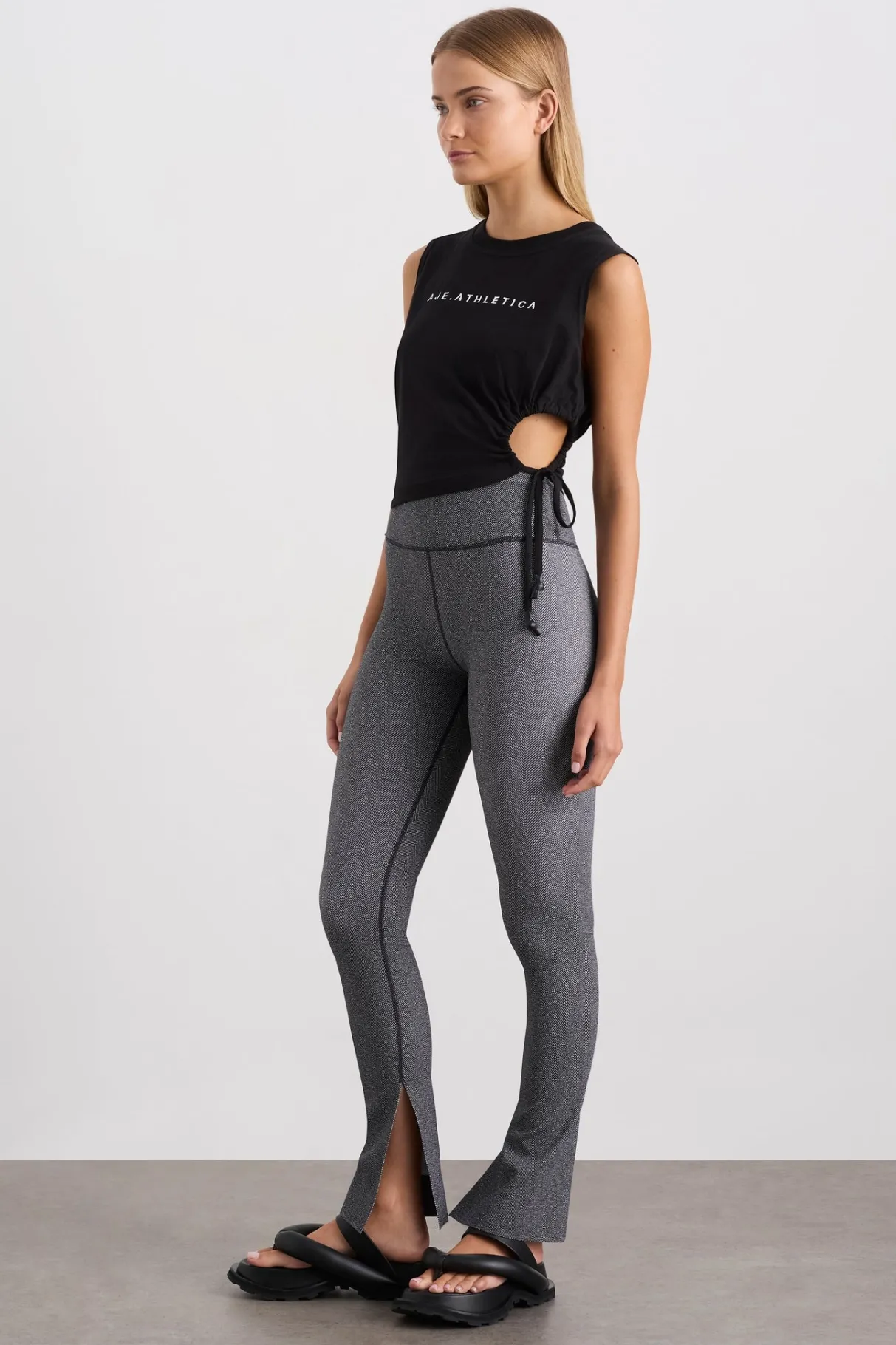 split_hem_leggings__0.webp Store Aje ATHLETICA Split Hem Leggings 205 Herringbone Print