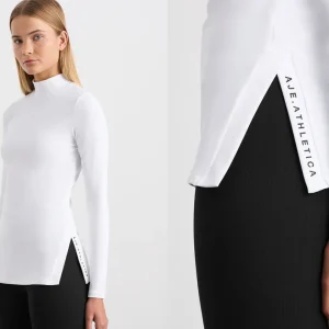 New Aje ATHLETICA Split Hem Mock Top 434 White