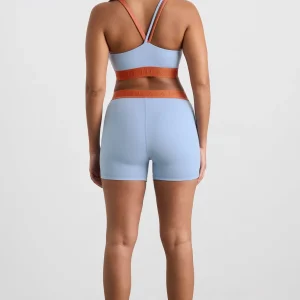 Hot Aje ATHLETICA Split Strap Logo Bra 366 Steel Blue Copper Orange