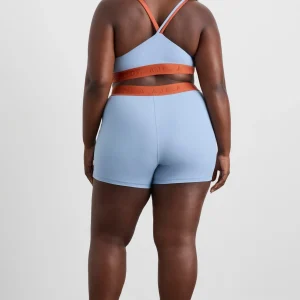 Hot Aje ATHLETICA Split Strap Logo Bra 366 Steel Blue Copper Orange