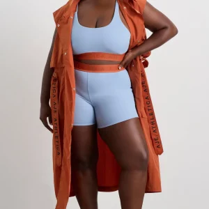 Hot Aje ATHLETICA Split Strap Logo Bra 366 Steel Blue Copper Orange